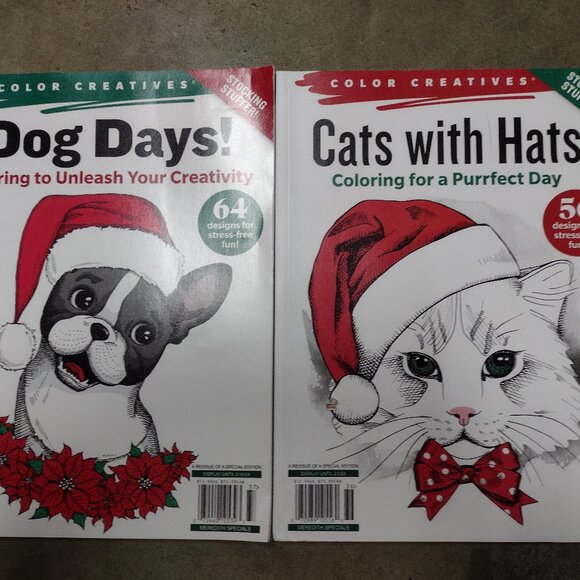2 New Color Creatives Books, Christmas Dogs and Cats - Picture 1 of 14